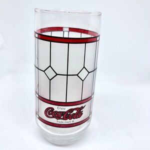 Vintage Libbey Coca-Cola Tiffany Stained Glass Style 1970s "Enjoy Coca-Cola"